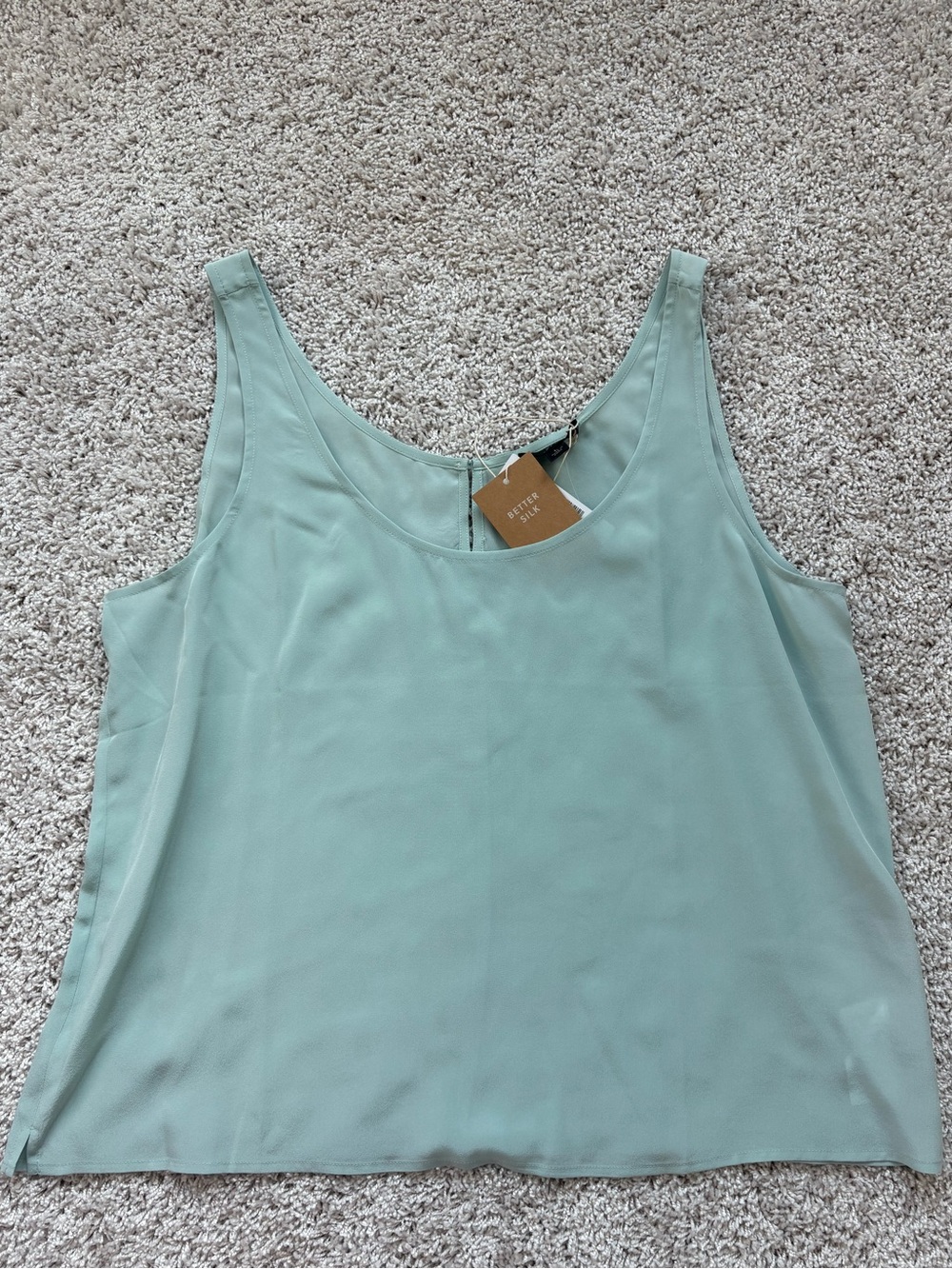 J. Crew Mint Green Silk Scoop Neck Tank